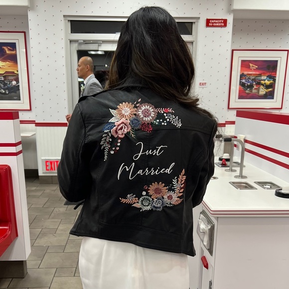 Vegan Leather Moto Jacket for the Bride - Picture 2 of 3